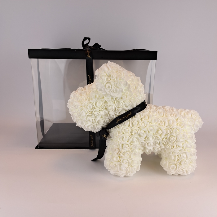 <h4>Hond 40cm wit foamrose</h4>
