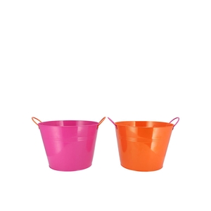 Zinc Basic Fuchsia/orange Ears Bucket 19x16cm