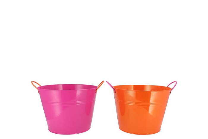 <h4>Zinc Basic Fuchsia/orange Ears Bucket 19x16cm</h4>