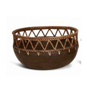 CENTRO DE MESA EM MADEIRA E RATTAN 17197 G IMP