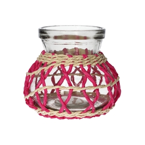 DF02-740484400 - Vase Vina d8.5/11.5xh10 fuchsia/natural