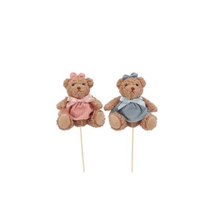 Loulou Blue Pink Bear Sitting Ass 9x6x10cm