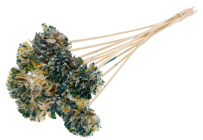 Shola Karnish Flower 6cm on stem Multicolour Green/Yellow