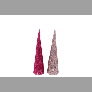 Sparkle Fuchsia/pink Cone Tree Led20 Ass 72x21x34cm