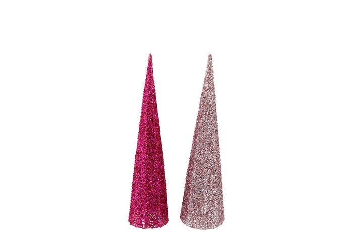 Sparkle Fuchsia/pink Cone Tree Led20 Ass 72x21x34cm