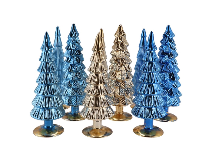 <h4>Twinkle Blue/gold Glass Tree Metallic Ass 9x25cm</h4>