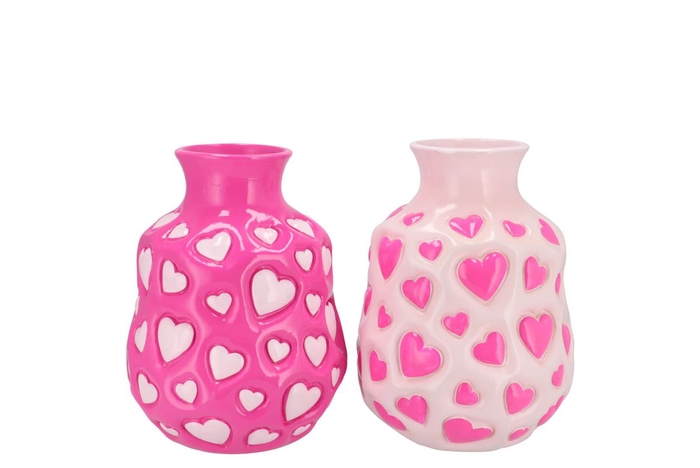 <h4>Heartbreaker Fuchsia/pink Mix Vase Ass 13x13x18cm</h4>