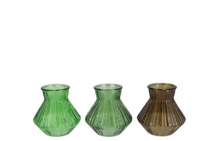 <h4>Roman Green Mix Diamond Clear Glass Vase Ass 13x13cm Nm</h4>