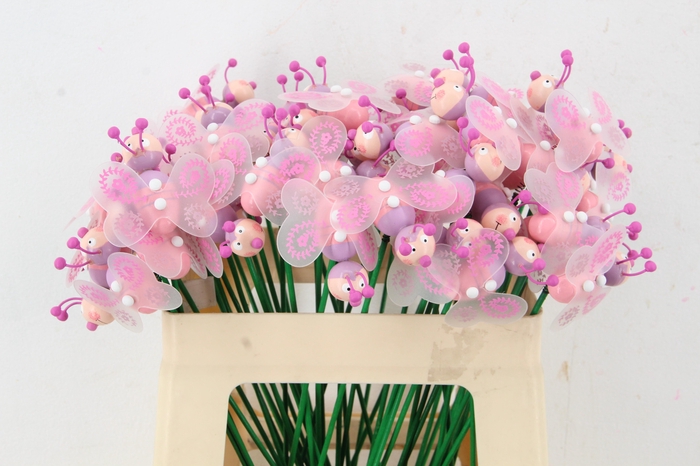 <h4>Stick Bee Wood Pink 6cm</h4>