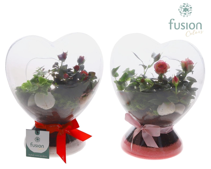 <h4>Green Bottle Glazen Hart met Arrangement</h4>