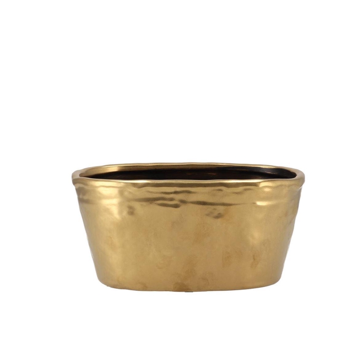 <h4>Iron Stone Gold Glazed Oval Pot 28x15x13cm</h4>