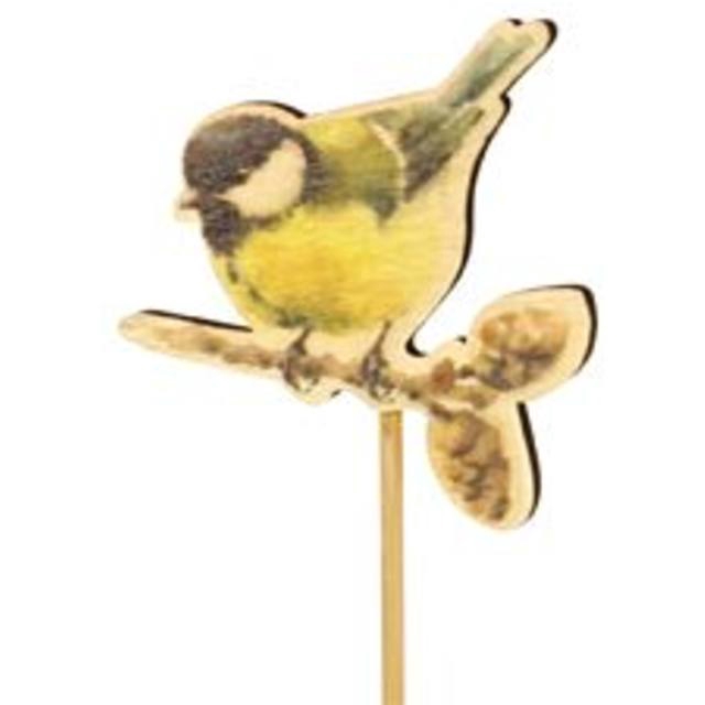 Pick Great tit bird wood 7,2x7,1+12cm stick