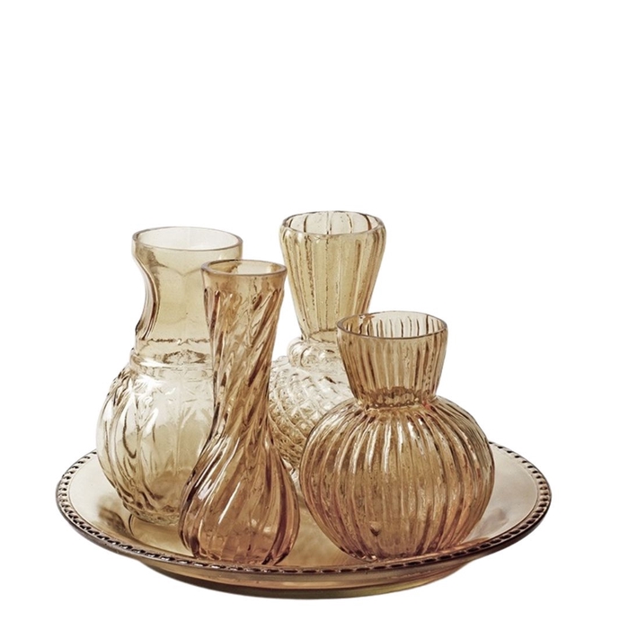 <h4>Glass Plate +4vase d22.5*13cm</h4>