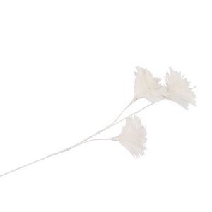 Silk Feather Flower White 3 Op Steel 80cm Nm