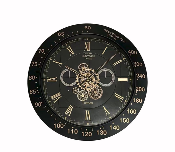 <h4>Clock gear chique Ø59cm black</h4>