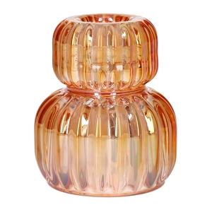 DF02-666829000 - Candle holder Merle d3.5/6.3xh7.5 peach+pearl