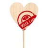 Pick stamp heart wood 7x7cm+12cm stick red