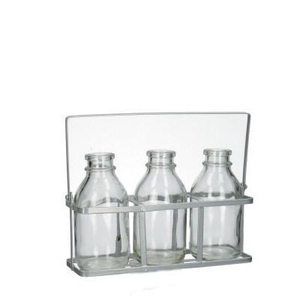 Glas Fles Tray+3fles d02*12cm
