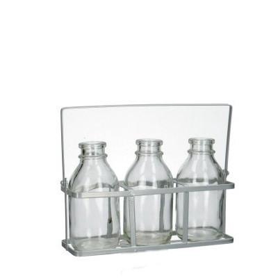 <h4>Glas Fles Tray+3fles d02*12cm</h4>