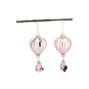 Glassball Ornaments Balloon Pink Mix Ass S/2 7x7x16cm