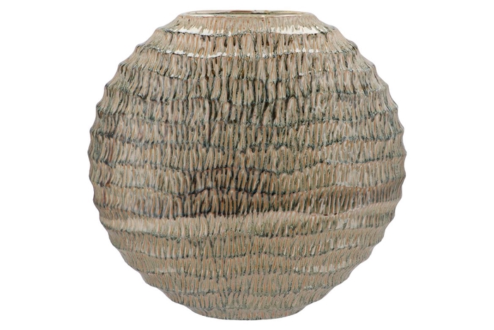 <h4>Inga Jada Green Oval Vase Active Glaze Wave 51x17x50cm</h4>