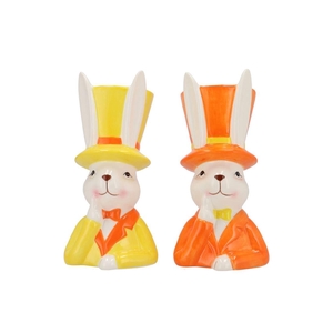 Easter Ceramic Dutch Orange Mix Bunny Hat Ass 12x14x25cm