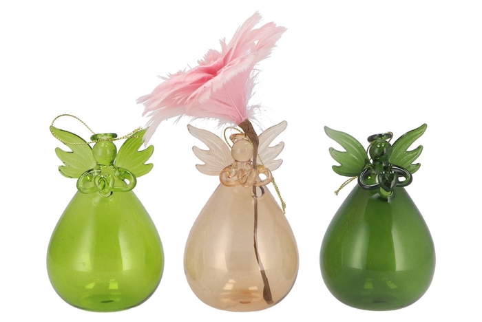 <h4>Sparkly Green Led Angel Glass Vase 7x12cm</h4>