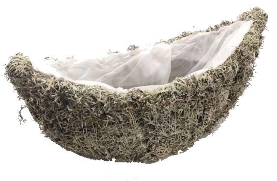 Planter Grey moss Oval  40cm B14cm Natural