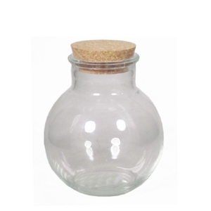 Glas Bolvaas+kurk d09/15*17cm