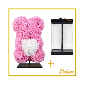 arr3 Deco beer 25cm - Licht roze wit hart