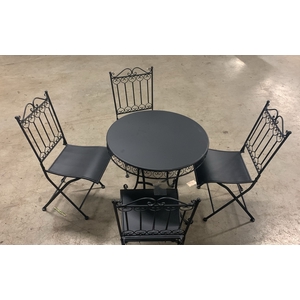 BISTRO SET ZWART 1 TAFEL 4 STOELEN