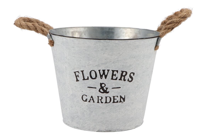 <h4>Zinc Rope Pot Round +ears 23x18cm</h4>