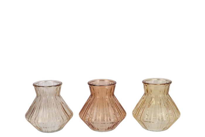 <h4>Roman Warm Sand Clear Mix Diamond Glass Vase Ass 13x13cm</h4>