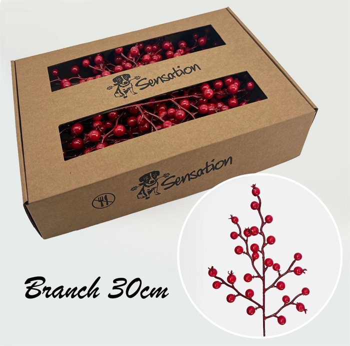 <h4>Zijde Berry Pick Spray 30cm Rood</h4>