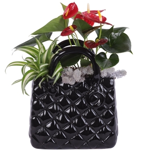 Yearround Arr. Indoor Ceramic Designer Handbag Black Ø22cm 2PP