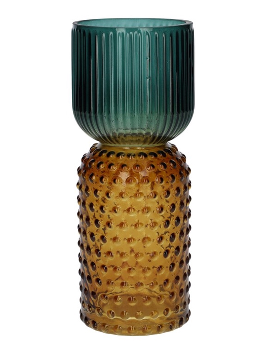 <h4>Vase Themba lines d8xh20 blue/amber</h4>