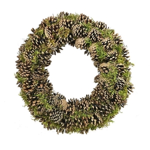 Wreath Ø40cm Lappenmoss/pine cone natural