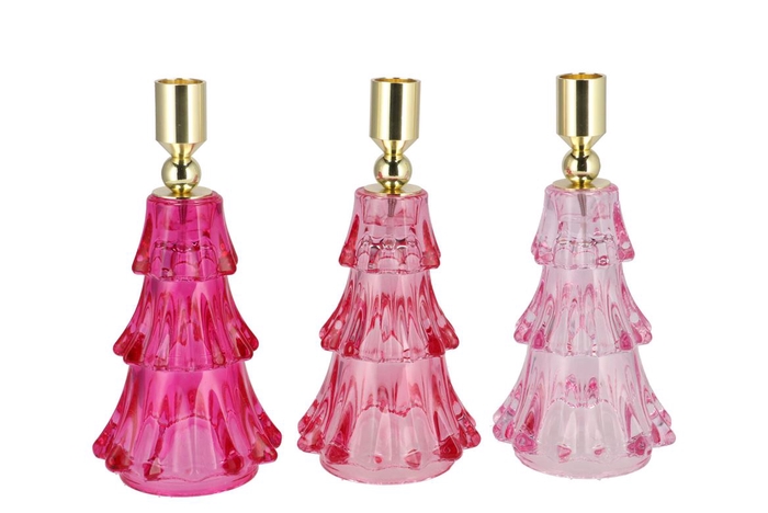<h4>Jazz Jolly Pink Candle Holder X-mas Tree Ass 10x20cm</h4>