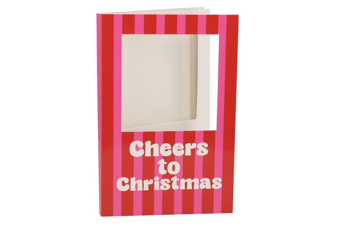 <h4>Gift Tile Card Cheers To Christmas Pink 21x14x1cm</h4>