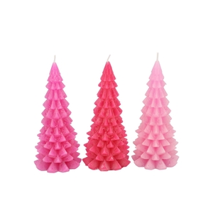 Candle Frosty X-mas Tree Jolly Pink Mix 8x16cm Ass