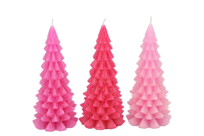 <h4>Candle Frosty X-mas Tree Jolly Pink Mix 8x16cm Ass</h4>