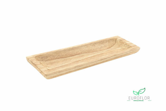 WOODEN PLATE RECT L43.5W15.5H4 BROWN