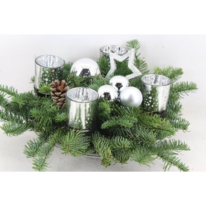 arr5 Kerst PL - Glas ribbel schaal 4licht Zilver