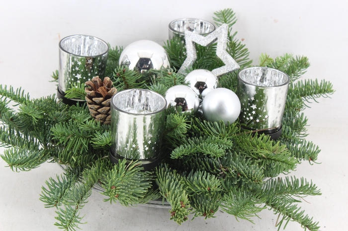 <h4>arr5 Kerst PL - Glas ribbel schaal 4licht Zilver</h4>