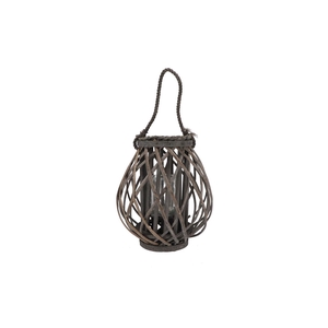 Lantern Grace Grey Wicker 31x26cm