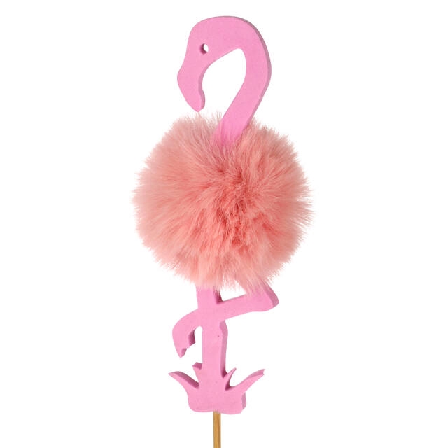 <h4>Pick flamingo Fluffy 14x5cm + 50cm stick pink</h4>