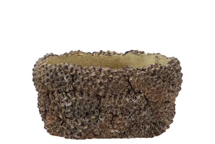 Concrete Natural Pinecone Bowl Oval 22x12x11cm Nm