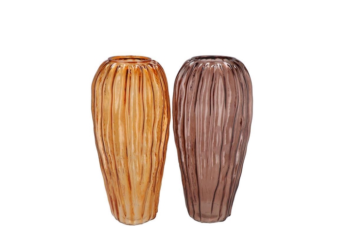 <h4>Marly Amber Brown Vase Structure Long Ass 13x28cm</h4>