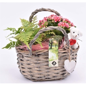 Wilg tasje met hartjes 21x15cm