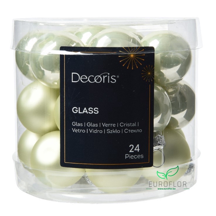 <h4>KERSTBAL GLASS 25MM 24PCS WIT MINT</h4>